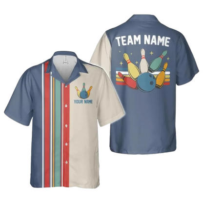 Custom Retro Black Hawaiian Bowling Shirts Men, Custom Retro Bowling Team Shirts BE0066
