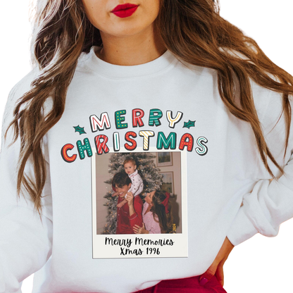 Merry Christmas Custom Photo Family Matching Sweatshirt, Personalized Christmas Family Sweatshirt With Picture ET1646