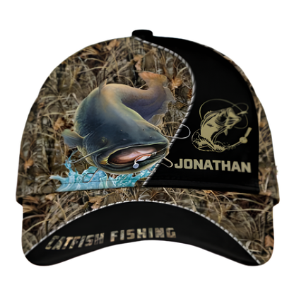 Custom Catfish Camoflage Baseball Cap 3D Printed, Custom Catfish Cap For Fishing Lover CP0495