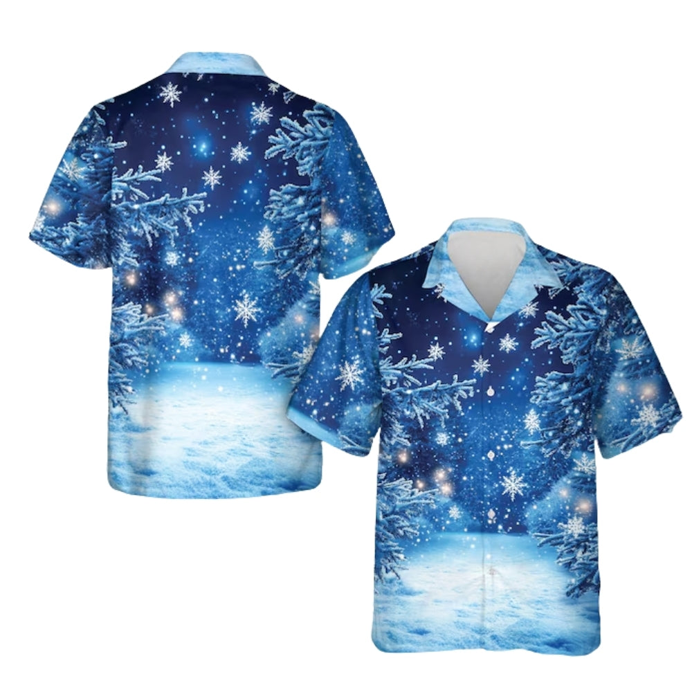 Snowflakes Blue Hawaiian Shirt Men Women, Christmas Snowflakes Hawaiian Shirt HE0610