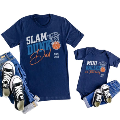 Slam Dunk Dad Mini Baller In Training Matching Basketball Dad Son T Shirt, Custom Basketball Father Son Matching Shirts ET0954