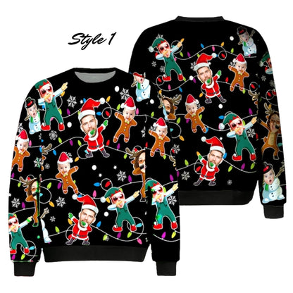 Custom Face Family Christmas Sweatshirt, Custom Funny Family Xmas Sweatshirt 2D0469