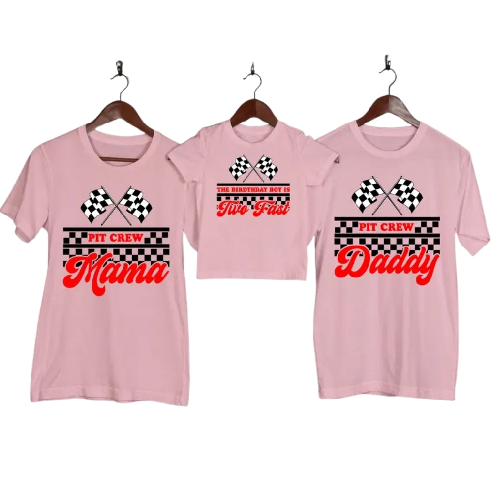 Custom Pit Crew Birthday Boy Matching Family T Shirts, Custom Race Car Birthday Matching Shirts For Family ET1120