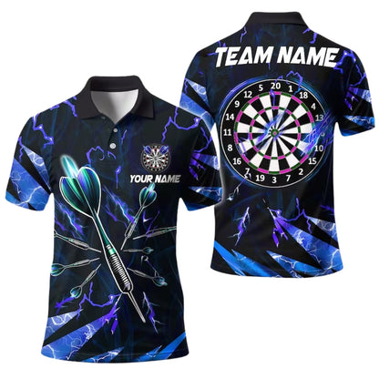 Custom Purple Thunder Lightning Darts Polo Shirt For Mens, Custom Team Darts Shirts DE0037