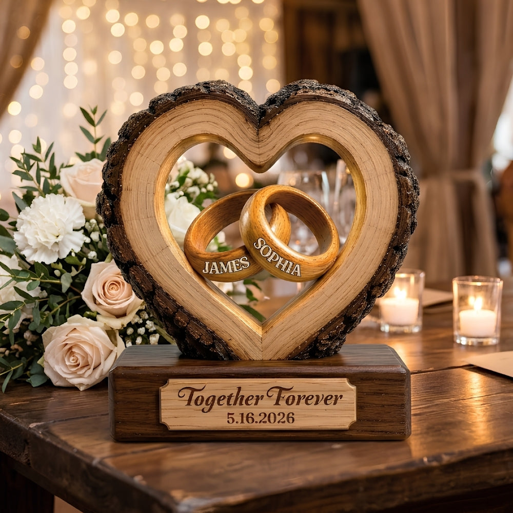 Custom Couple Name And Date Wedding Wooden Plaque, Custom Wedding Anniversary Wooden Block WD0805
