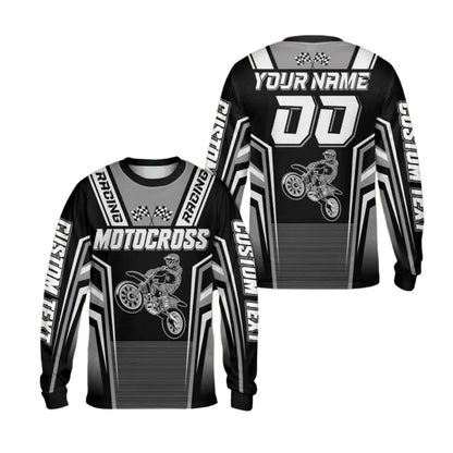 Custom Men's Blue MX Racing Long Sleeve Jersey, Custom Motocross Shirts ME0044