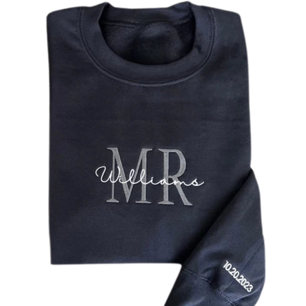 Custom Matching Future Mrs. Mr Embroidered Sweatshirt, Custom Hubby Wifey Engagement Sweatshirt 2D0256