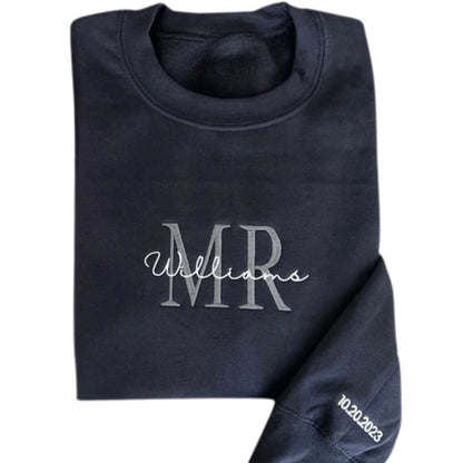 Custom Matching Future Mrs. Mr Embroidered Sweatshirt, Custom Hubby Wifey Engagement Sweatshirt 2D0256