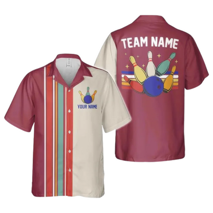 Custom Retro Black Hawaiian Bowling Shirts Men, Custom Retro Bowling Team Shirts BE0066