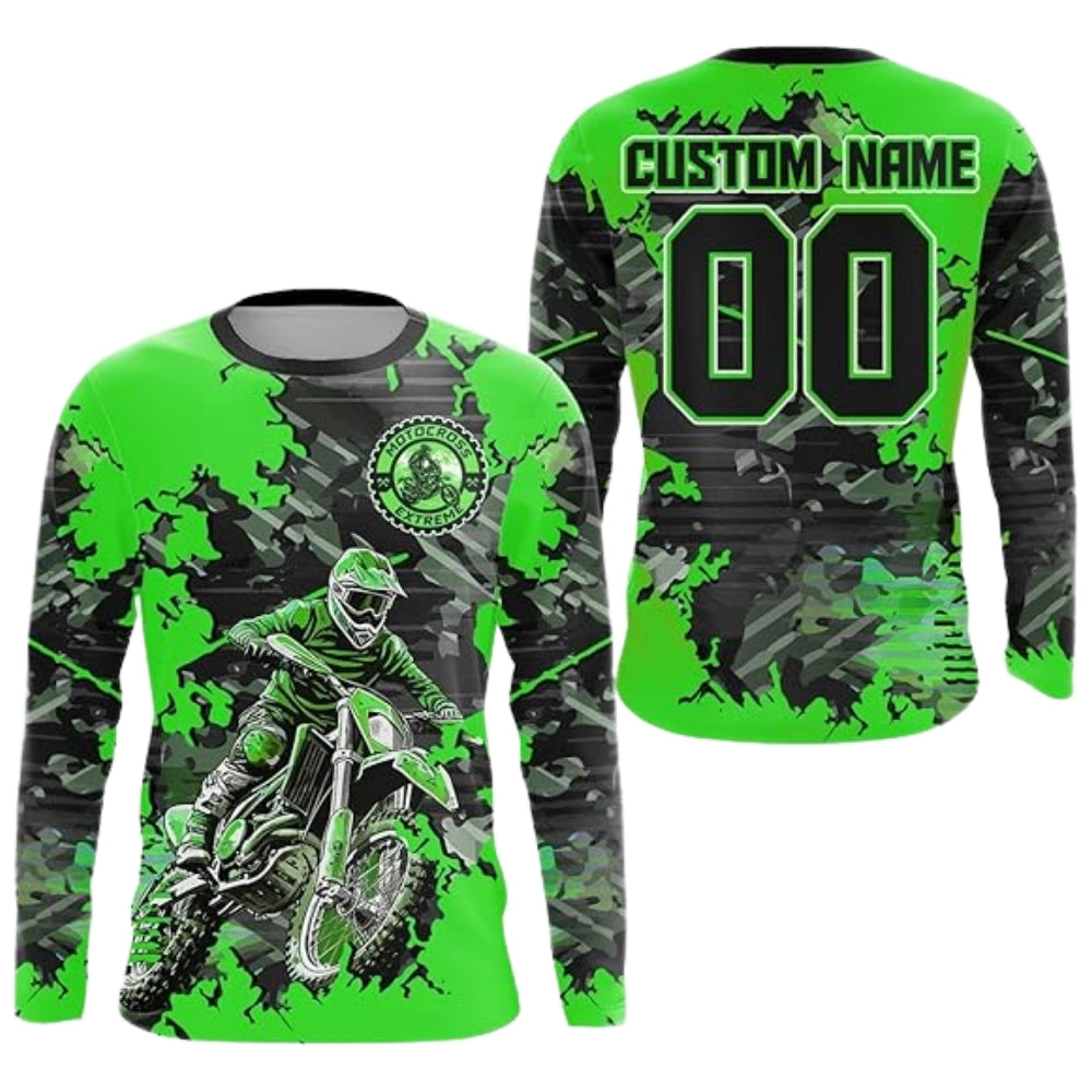 Custom Camouflage Orange Motocross Long Sleeve Jersey For Men, Custom Camo Racing Dirt Bike Shirts MZ0081