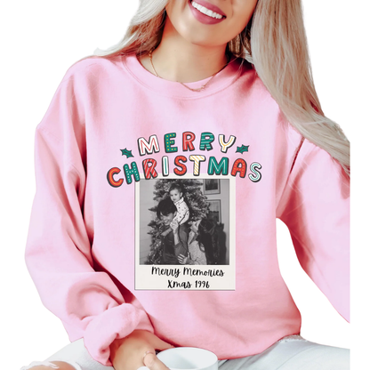 Merry Christmas Custom Photo Family Matching Sweatshirt, Personalized Christmas Family Sweatshirt With Picture ET1646