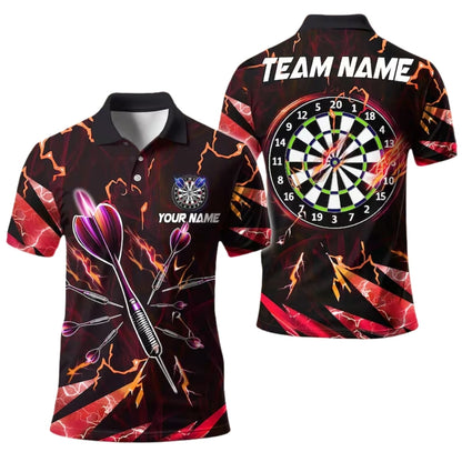 Custom Purple Thunder Lightning Darts Polo Shirt For Mens, Custom Team Darts Shirts DE0037