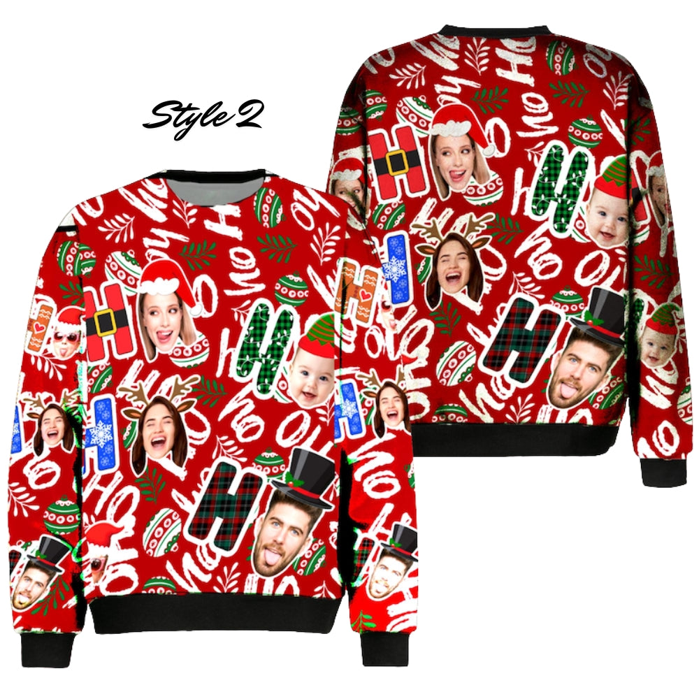 Custom Face Family Christmas Sweatshirt, Custom Funny Family Xmas Sweatshirt 2D0469