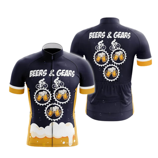 Beers And Gears Cycling Short Sleeve Jersey For Men, Beer Cycling Jerseys CG0658