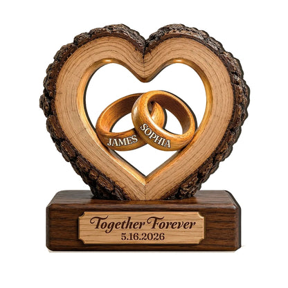Custom Couple Name And Date Wedding Wooden Plaque, Custom Wedding Anniversary Wooden Block WD0805