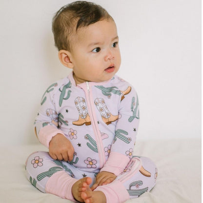 Cowgirl Floral Baby Convertible Zipper Romper, Western Baby Romper Convertible BB0350