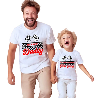 Custom Pit Crew Birthday Boy Matching Family T Shirts, Custom Race Car Birthday Matching Shirts For Family ET1120