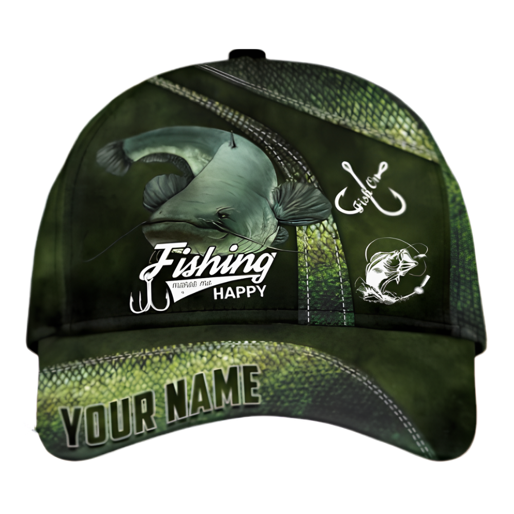 Custom Catfish Camoflage Baseball Cap 3D Printed, Custom Catfish Cap For Fishing Lover CP0495