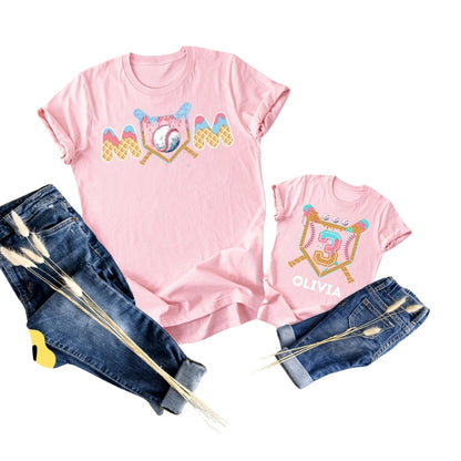 Custom Baseball Ice Cream Birthday Matching Family T Shirts, Custom Baseball Birthday Matching Shirts For Family ET0550