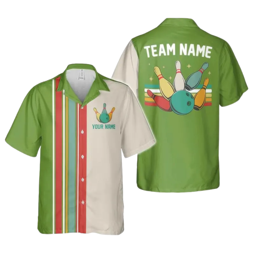 Custom Retro Black Hawaiian Bowling Shirts Men, Custom Retro Bowling Team Shirts BE0066
