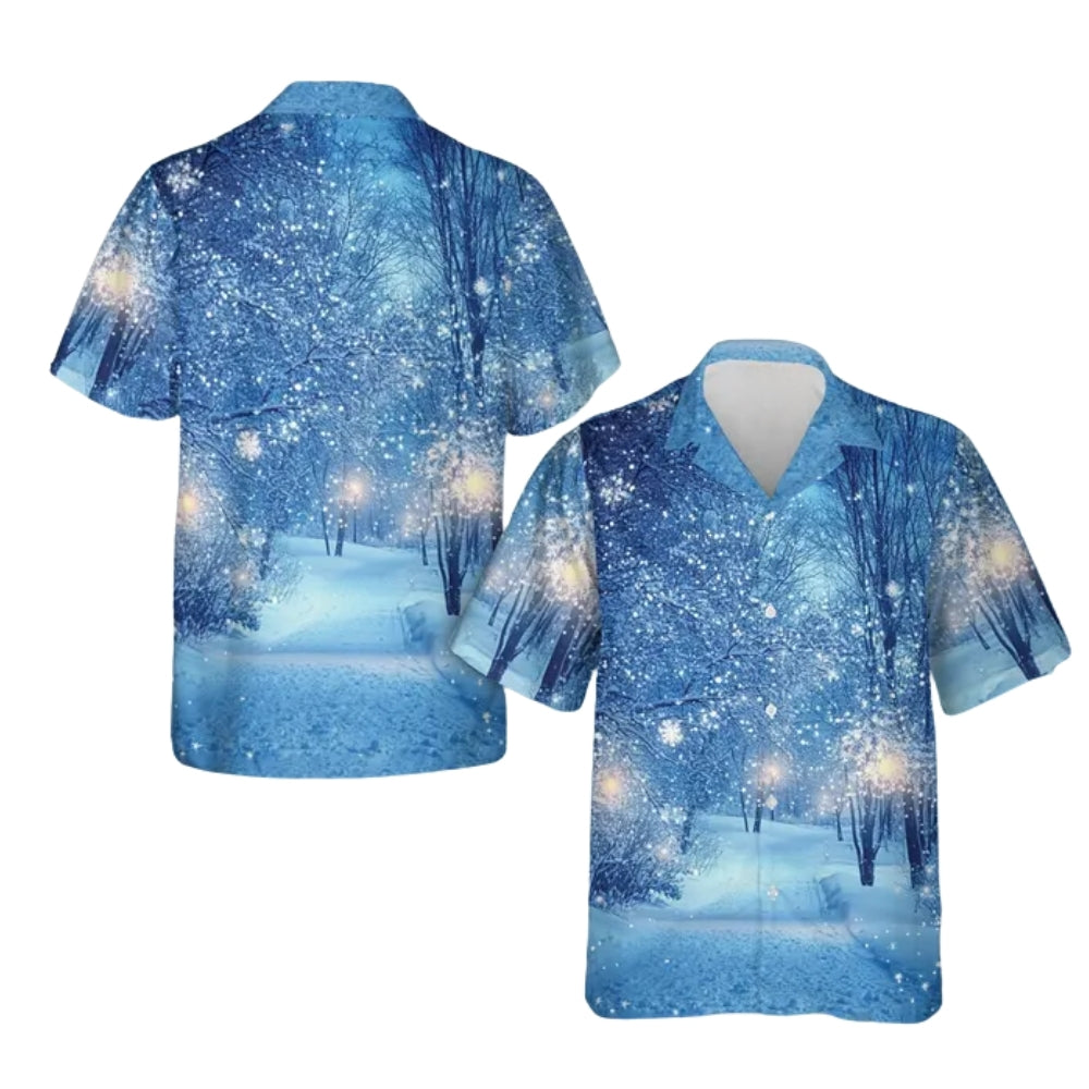 Snowflakes Blue Hawaiian Shirt Men Women, Christmas Snowflakes Hawaiian Shirt HE0610