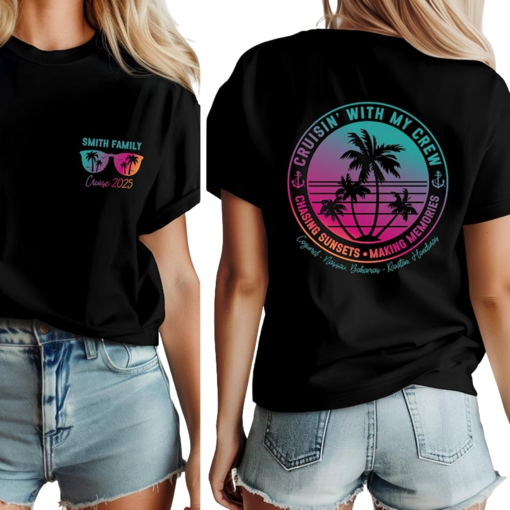 Custom Cruisin' With My Crew Matching Family T Shirts, Custom Family Cruise Vacation Shirts ET0101
