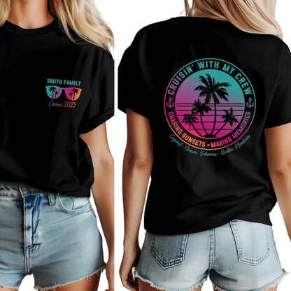 Custom Cruisin' With My Crew Matching Family T Shirts, Custom Family Cruise Vacation Shirts ET0101