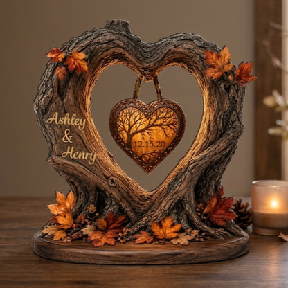 Custom Fall Heart Tree Wedding Wooden Plaque, Custom Autumn Wedding Wooden Block WD0806
