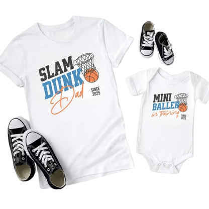 Slam Dunk Dad Mini Baller In Training Matching Basketball Dad Son T Shirt, Custom Basketball Father Son Matching Shirts ET0954