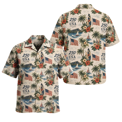 250 Years USA 1776-2026 Tropical Hawaiian Shirt For Men Women, Tropical 4th Of July Hawaiian Shirts HE0229
