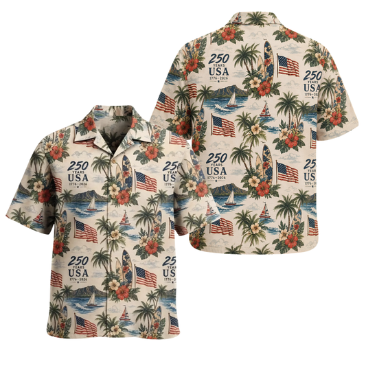 250 Years USA 1776-2026 Tropical Hawaiian Shirt For Men Women, Tropical 4th Of July Hawaiian Shirts HE0229