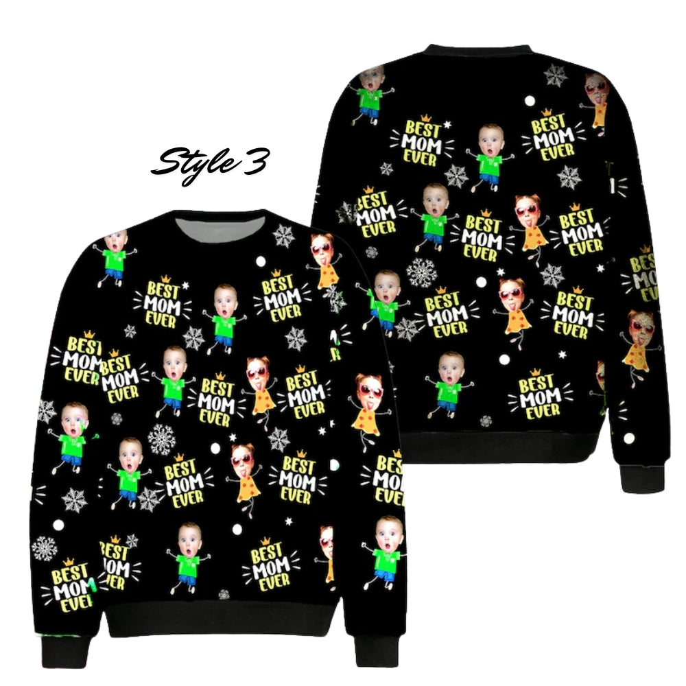 Custom Face Family Christmas Sweatshirt, Custom Funny Family Xmas Sweatshirt 2D0469