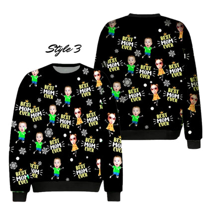 Custom Face Family Christmas Sweatshirt, Custom Funny Family Xmas Sweatshirt 2D0469