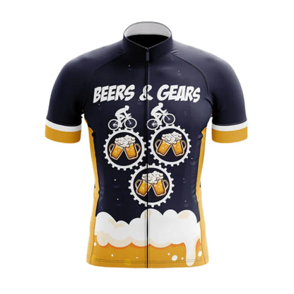 Beers And Gears Cycling Short Sleeve Jersey For Men, Beer Cycling Jerseys CG0658