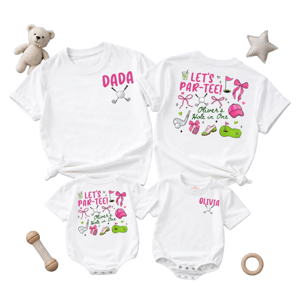 Hole In One Custom Golf First Birthday Family T Shirt Matching, Custom 1st Birthday Golf Shirts ET1511