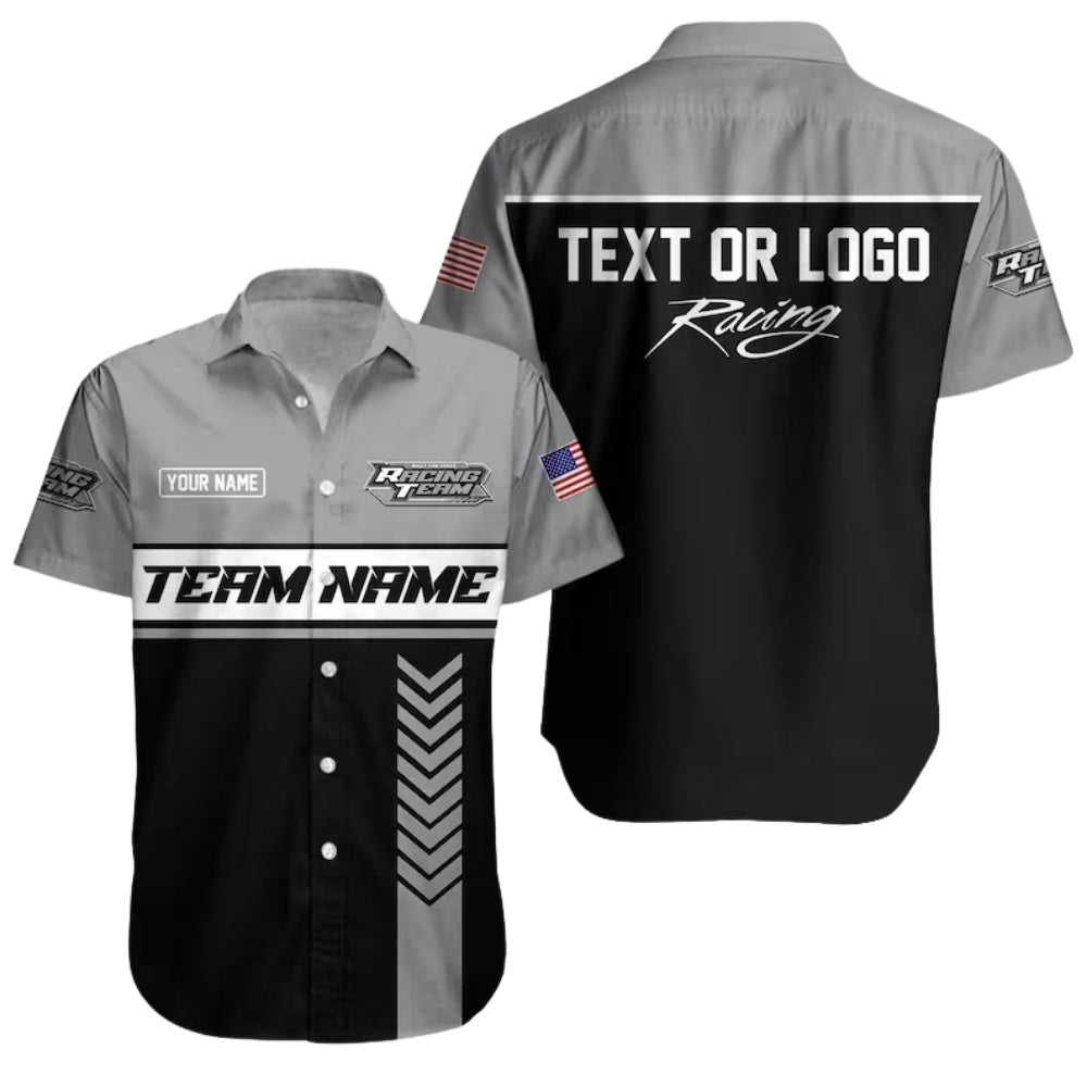 Custom Mechanic Racing Workwear Hawaiian Button Up Shirt, Personalized Mechanic Uniforms HE0197