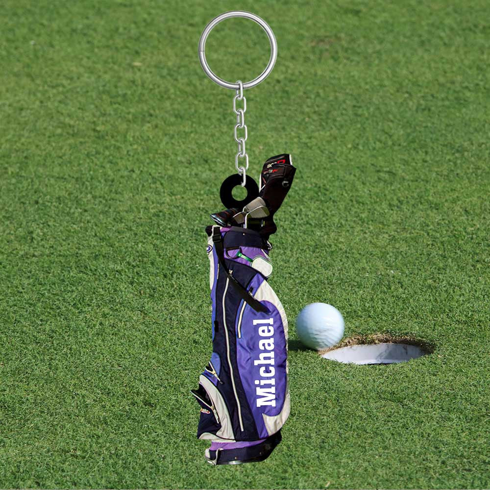 personalized golf gear Personalized Golf Gear Keychain, Golf Car Flat Keychain, Custom Name for Golfer, God lub SO0197
