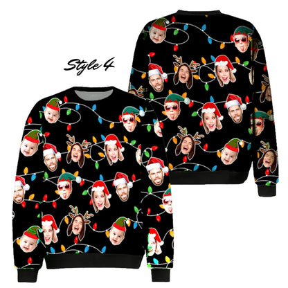 Custom Face Family Christmas Sweatshirt, Custom Funny Family Xmas Sweatshirt 2D0469