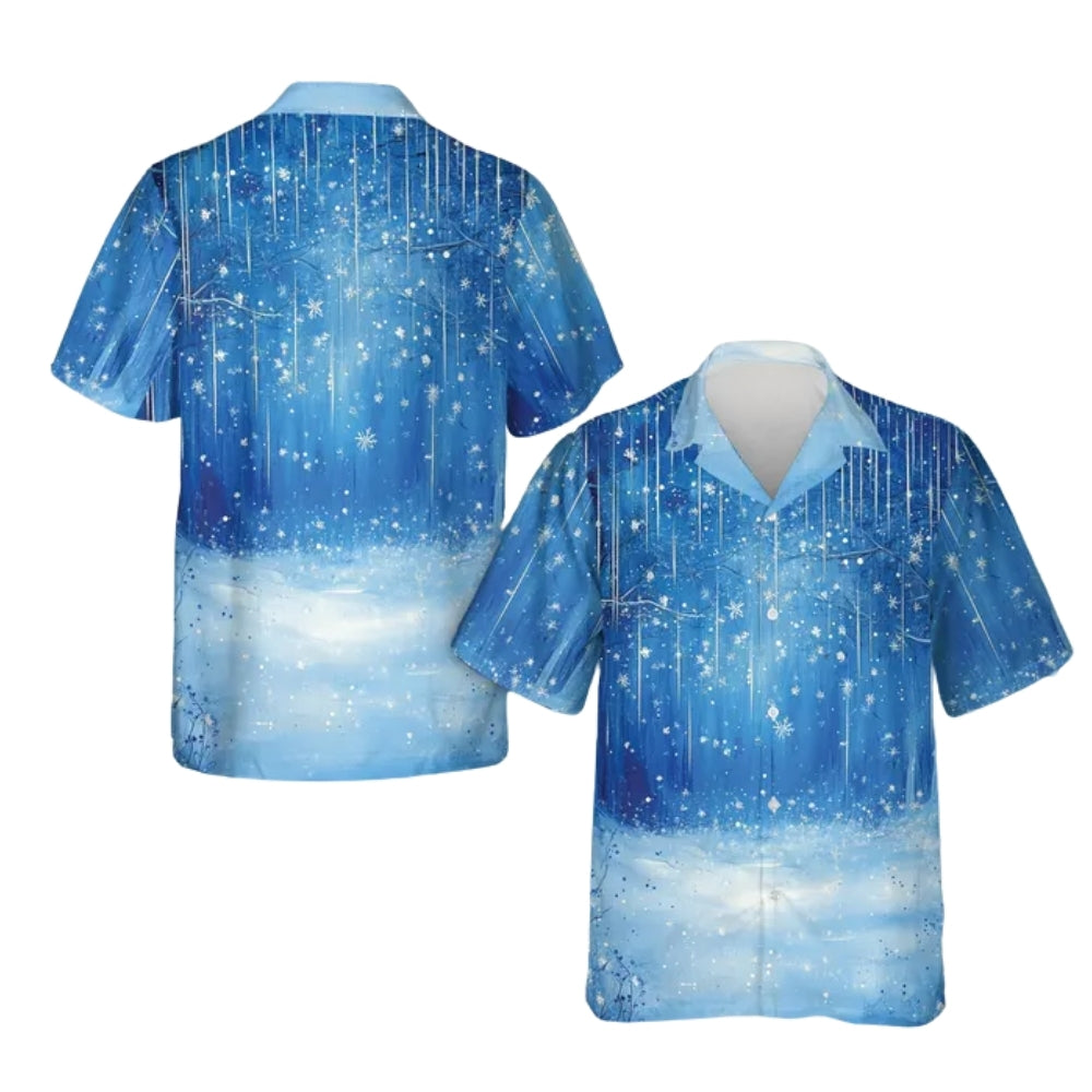 Snowflakes Blue Hawaiian Shirt Men Women, Christmas Snowflakes Hawaiian Shirt HE0610