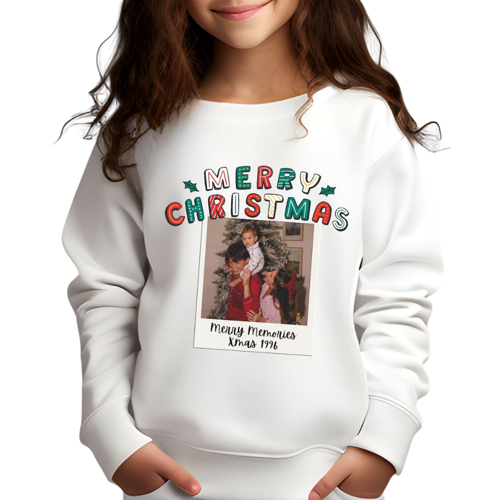 Merry Christmas Custom Photo Family Matching Sweatshirt, Personalized Christmas Family Sweatshirt With Picture ET1646