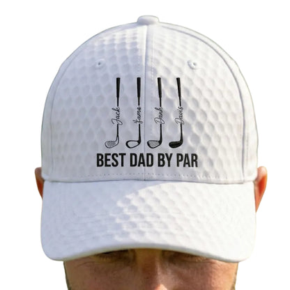 Best Dad By Par Custom Kid Name Golf Baseball Cap 3D Printed, Personalized Father's Day Gift Golf Cap CP0488