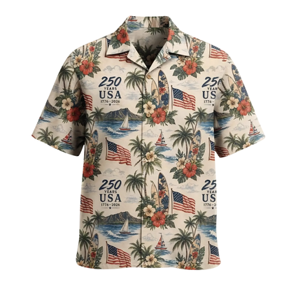 250 Years USA 1776-2026 Tropical Hawaiian Shirt For Men Women, Tropical 4th Of July Hawaiian Shirts HE0229