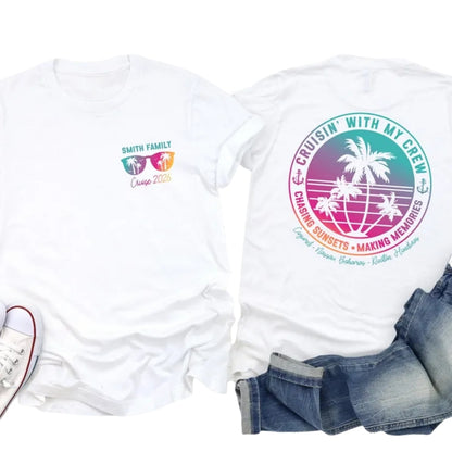Custom Cruisin' With My Crew Matching Family T Shirts, Custom Family Cruise Vacation Shirts ET0101