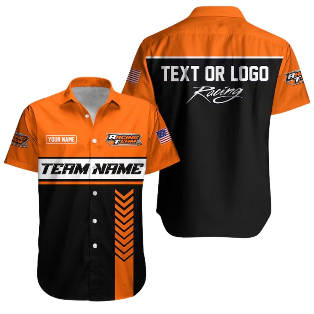 Custom Mechanic Racing Workwear Hawaiian Button Up Shirt, Personalized Mechanic Uniforms HE0197