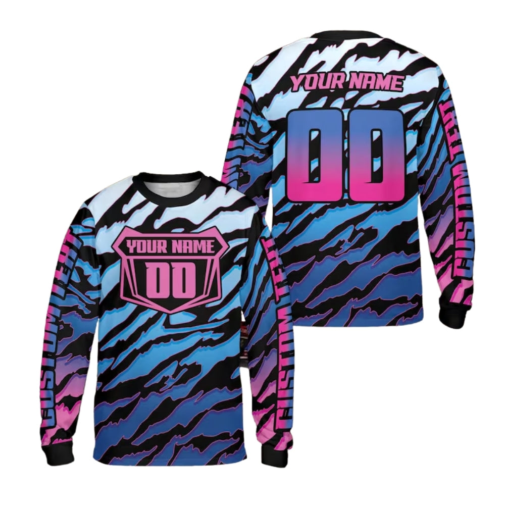 Custom Neon Motocross Dirt Bike Long Sleeve Jersey Mens, Custom Name And Number Dirt Bike Shirts ME0046