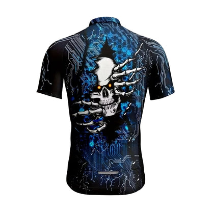 Skull Blue And Black Cycling Short Sleeve Jersey Men, Skull Cycling Jerseys CE0031