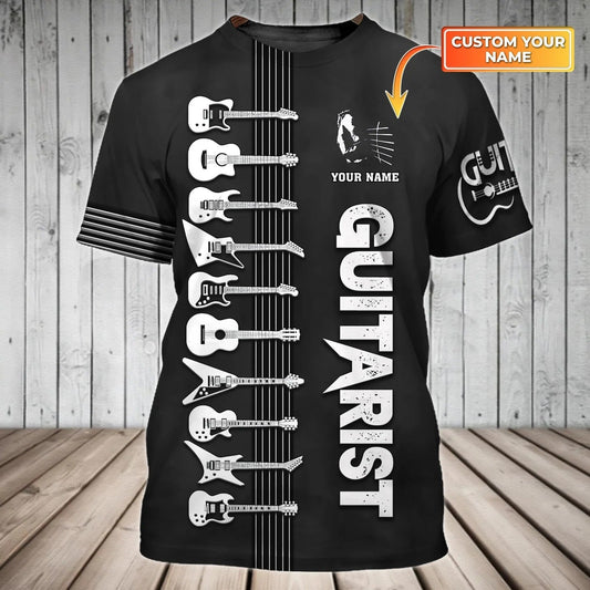 Custom Black Guitarist Shirt, Guitar 3D Print On Shirt, Guitar Lover Gifts TO2529