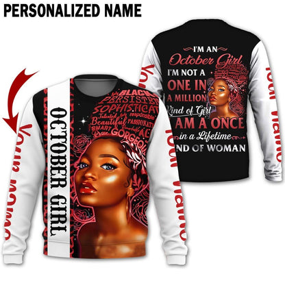 Personalized Name Birthday Outfit October Girl Red Kind Of Woman All Over Printed Birthday Shirt TO2808
