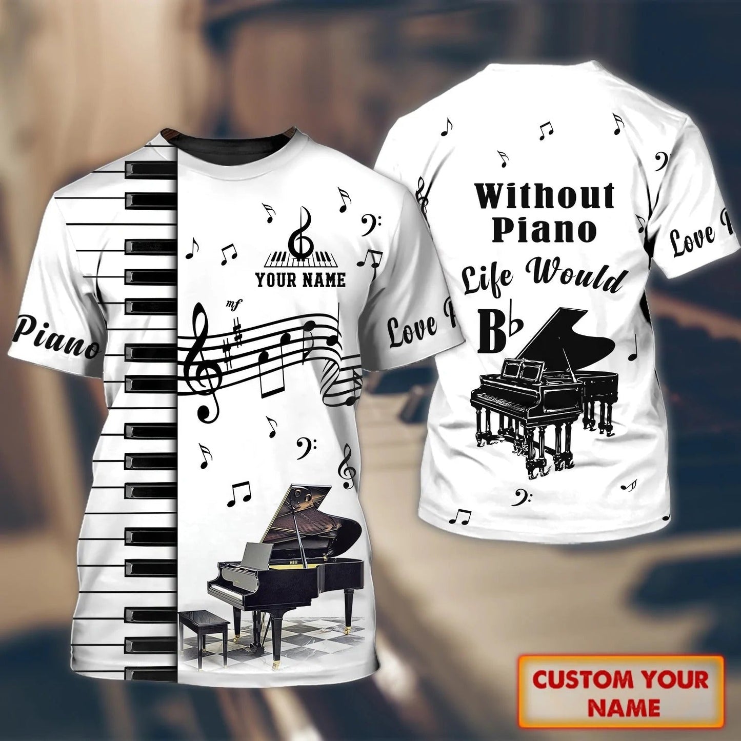 Custom 3D Piano Shirt, Unisex Pianist T Shirt, Piano Teacher Gift, Piano Class Uniform TO2536