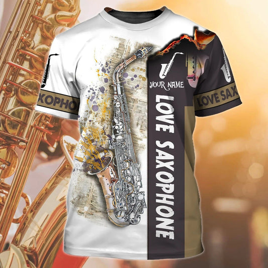 Custom Love Saxophone T Shirt, 3D All Over Print Saxophone Shirt Men Women, Musician Gifts TO2531